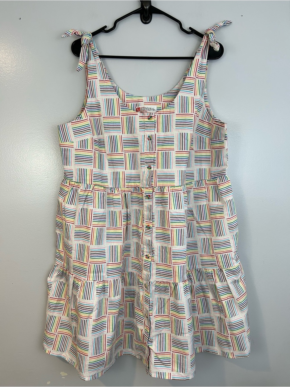 Target Pride Rainbow Striped Sleeveless Button Front Linen Blend Mini Dress XL